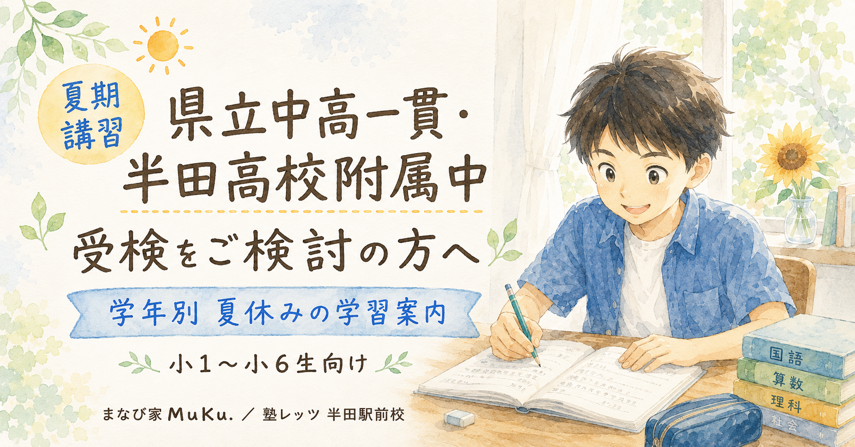 【夏期講習】県立中高一貫・半田高校附属中受検をご検討の方へ